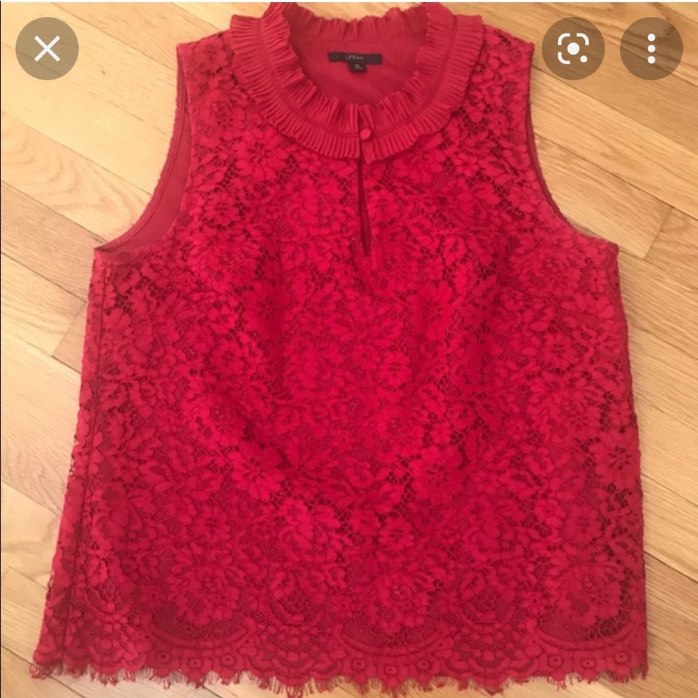Red blouse from Jcrew! Great with white pants and black heels